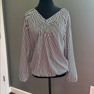 Chico's Black and White Striped Blouse